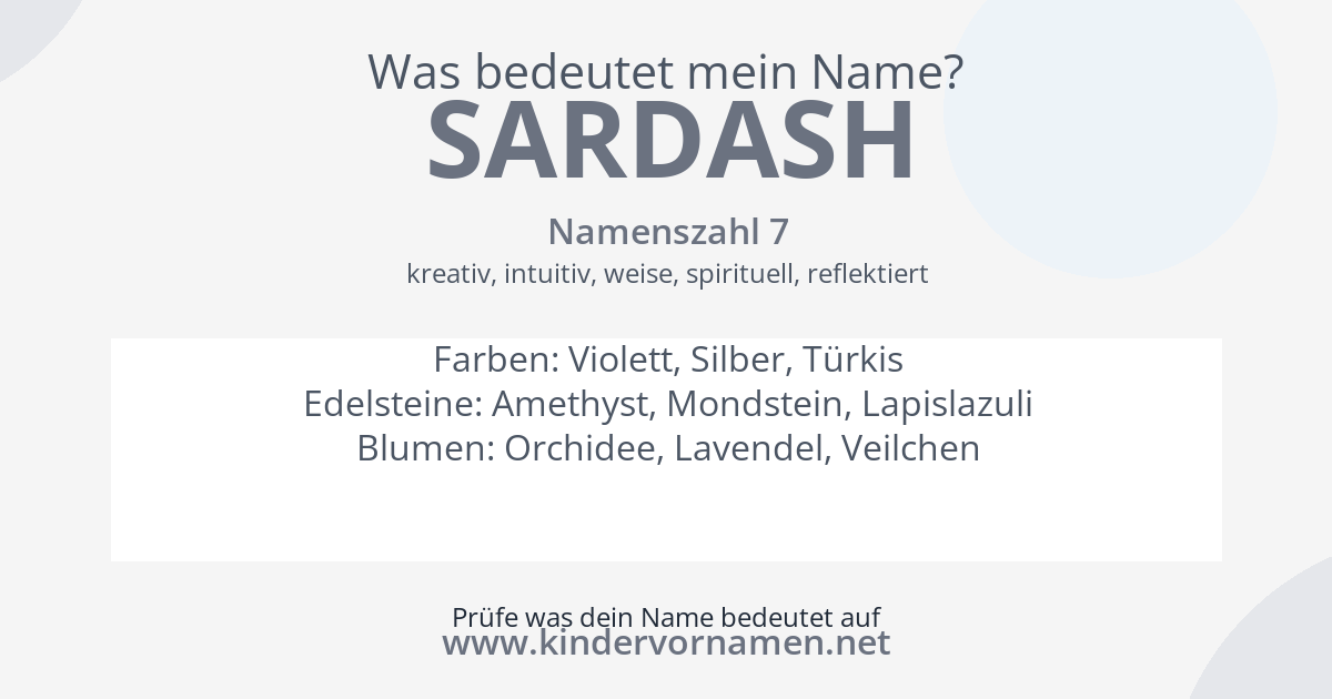 Was bedeutet der Name Sardash?