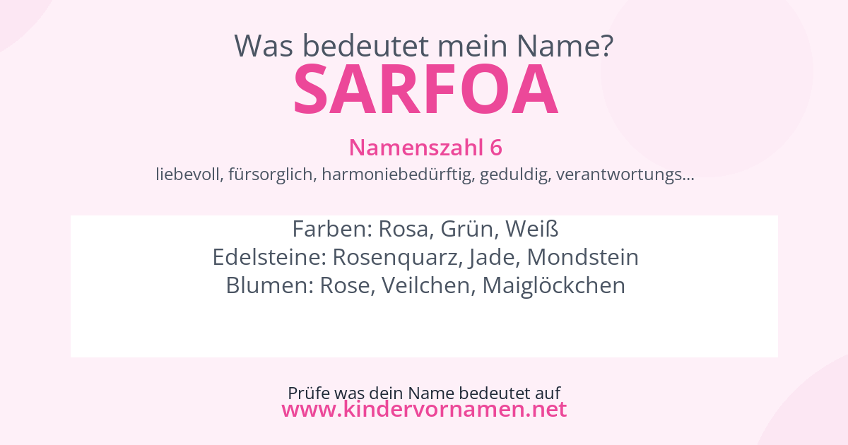 Was bedeutet der Name Sarfoa?