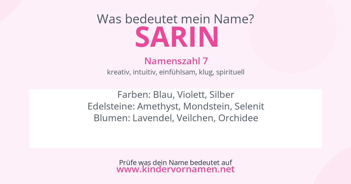 Was bedeutet der Name Sarin?