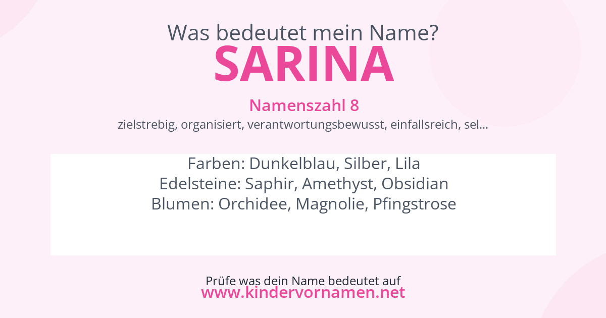 Was bedeutet der Name Sarina?