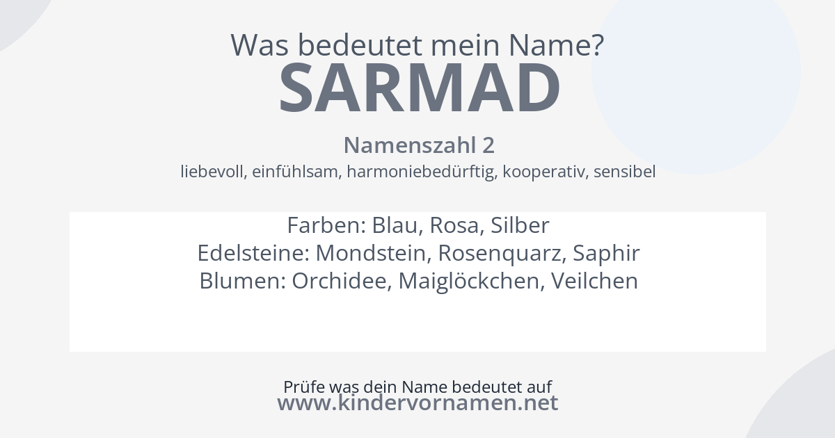 Was bedeutet der Name Sarmad?