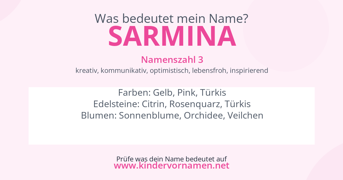 Was bedeutet der Name Sarmina?