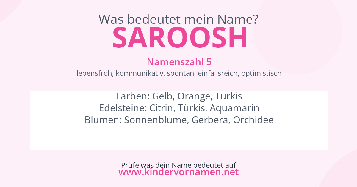 Was bedeutet der Name Saroosh?