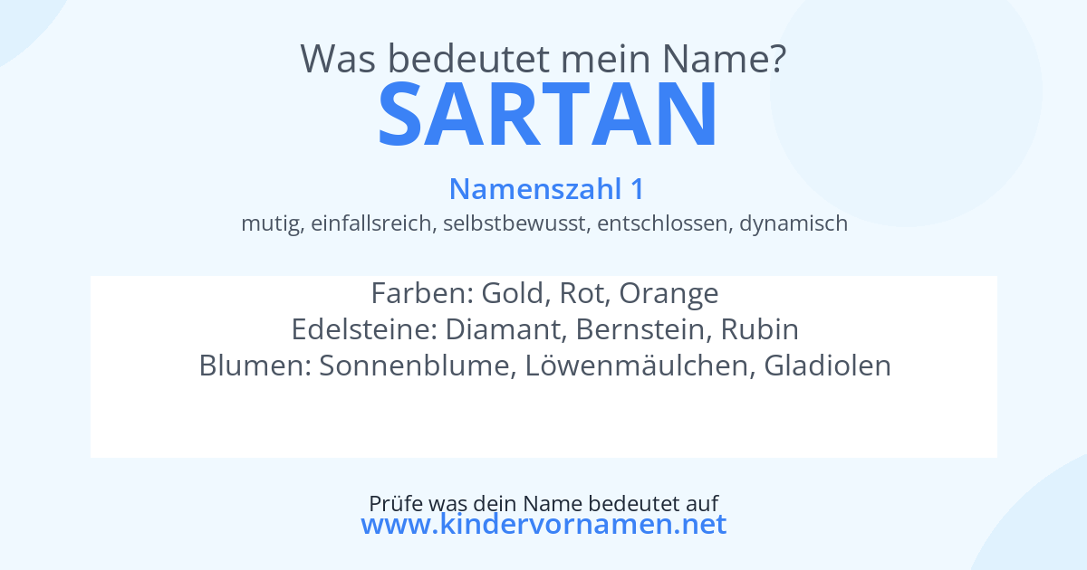 Was bedeutet der Name Sartan?