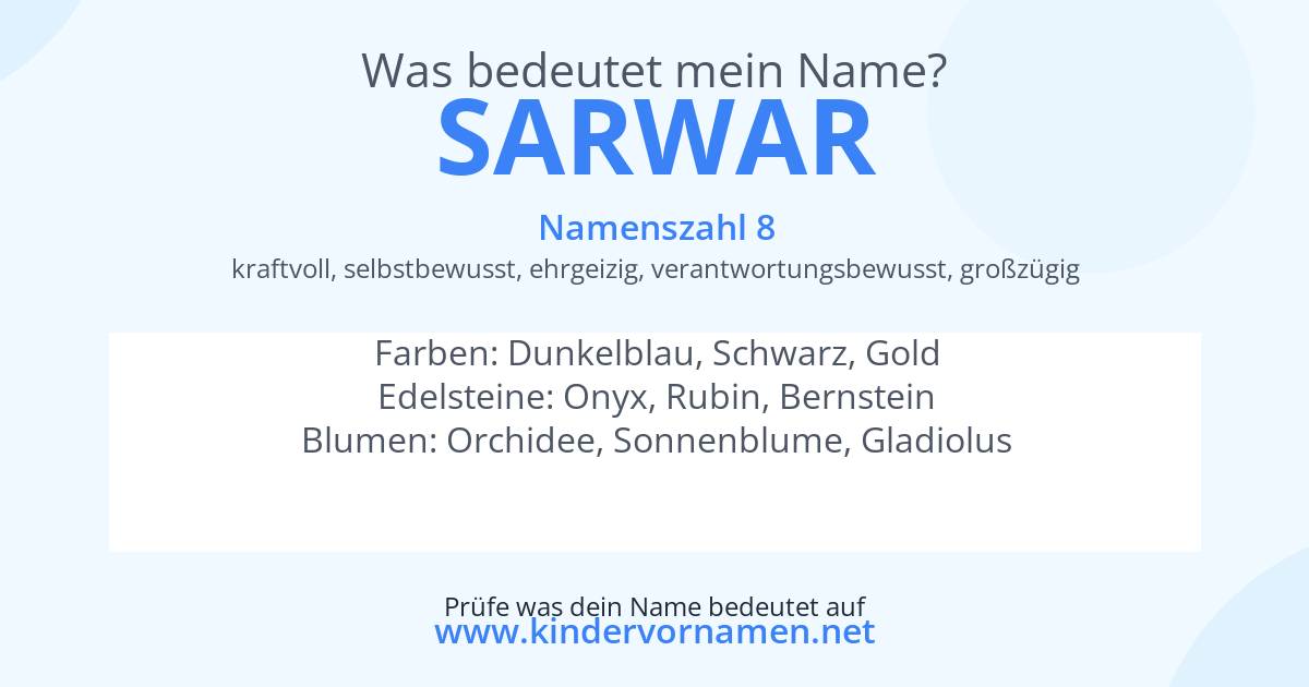 Was bedeutet der Name Sarwar?