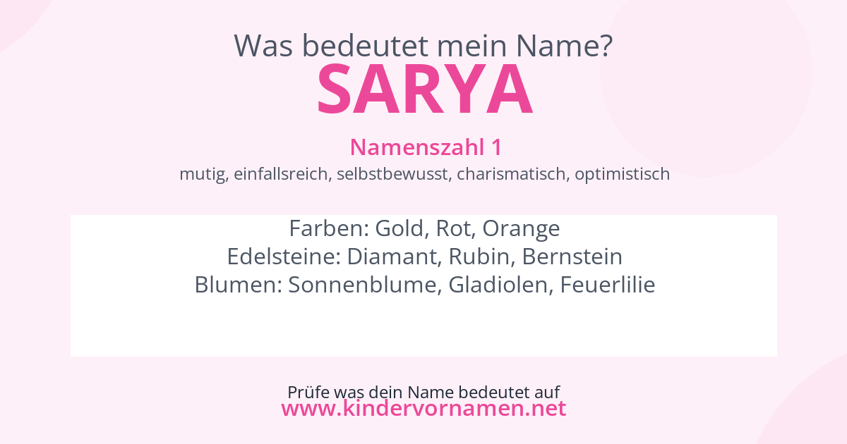 Was bedeutet der Name Sarya?