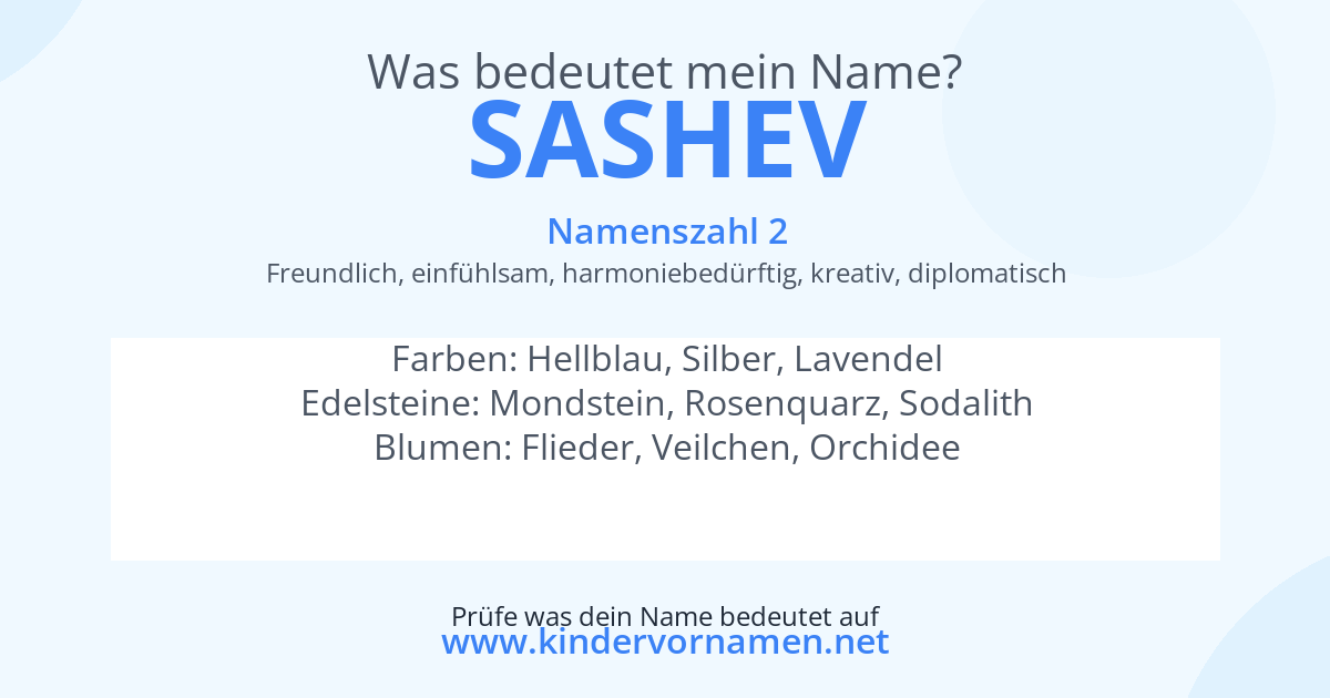 Was bedeutet der Name Sashev?