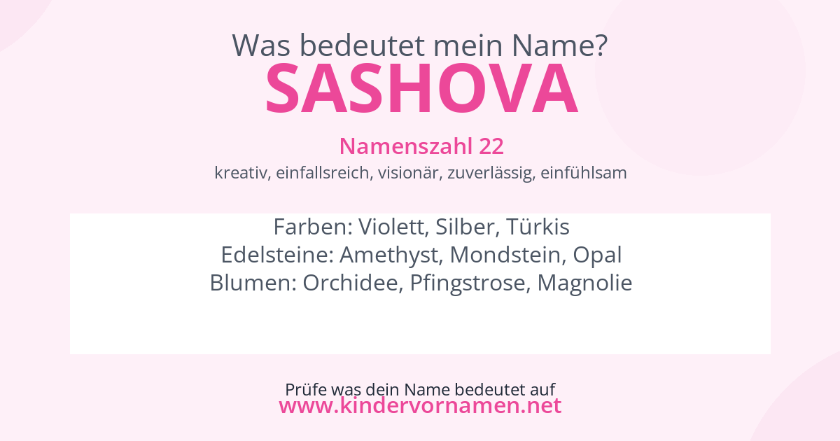 Was bedeutet der Name Sashova?