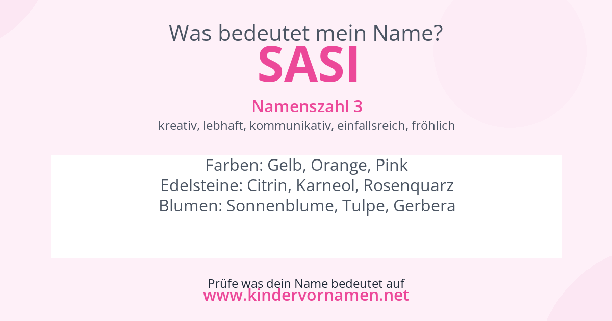 Was bedeutet der Name Sasi?