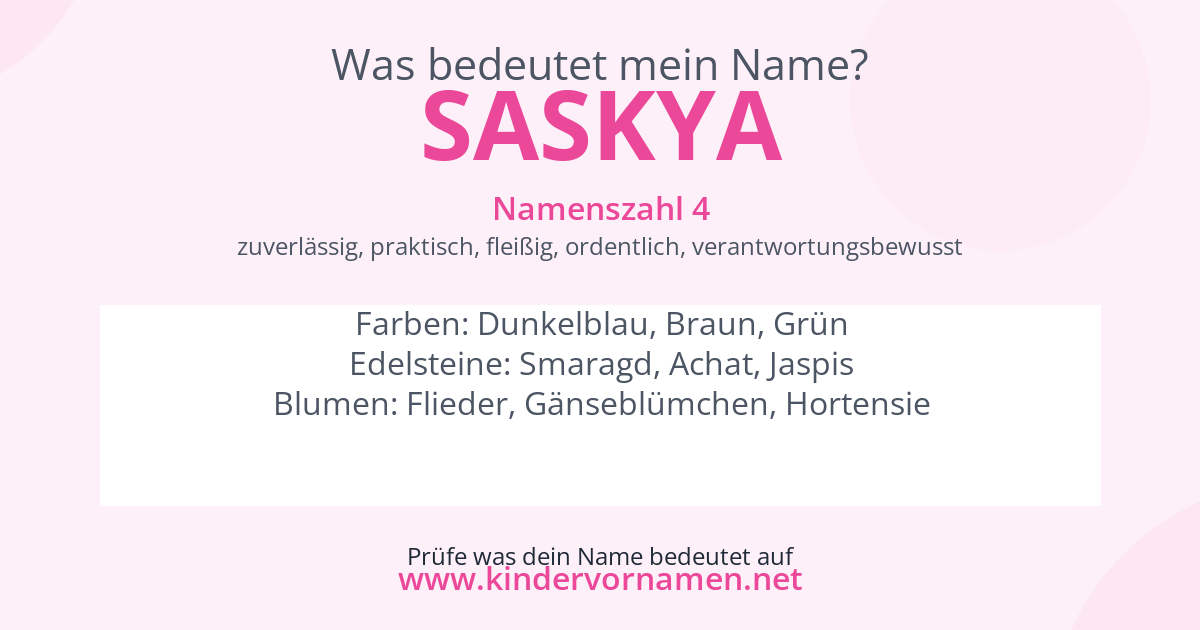 Was bedeutet der Name Saskya?