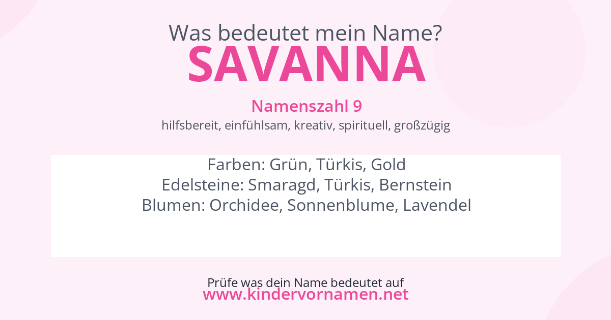 Was bedeutet der Name Savanna?