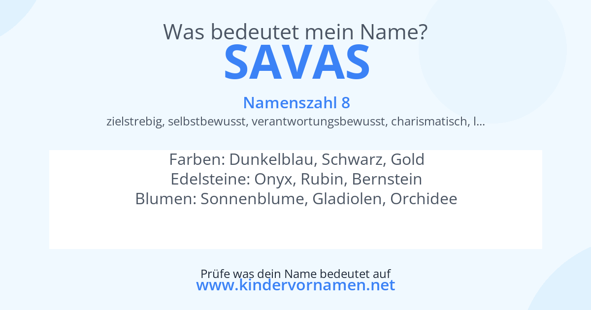 Was bedeutet der Name Savas?