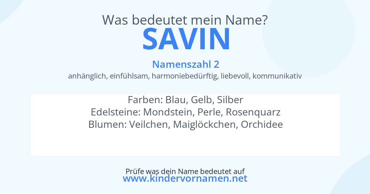 Was bedeutet der Name Savin?