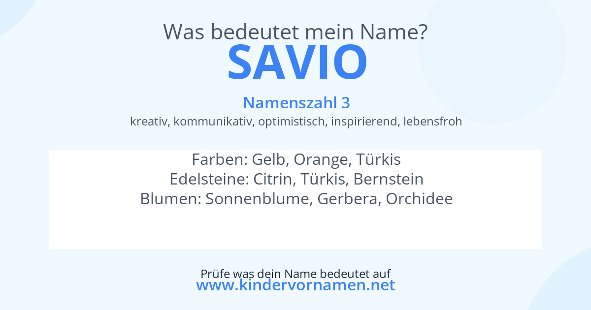 Was bedeutet der Name Savio?
