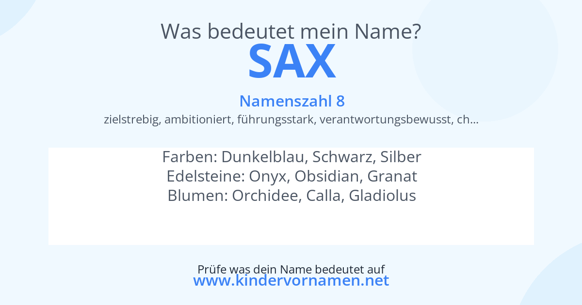 Was bedeutet der Name Sax?