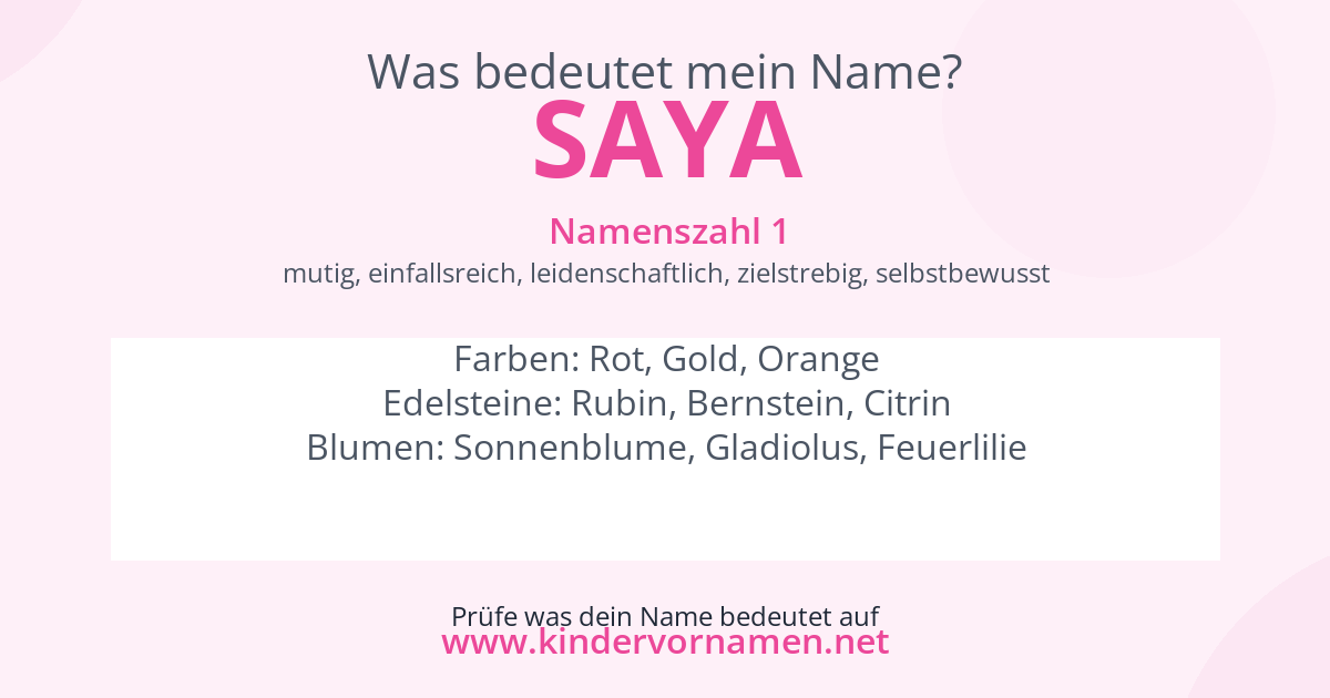 Was bedeutet der Name Saya?