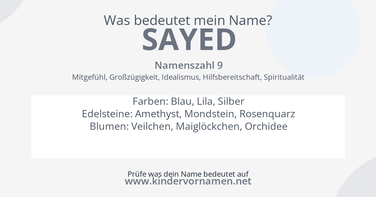 Was bedeutet der Name Sayed?
