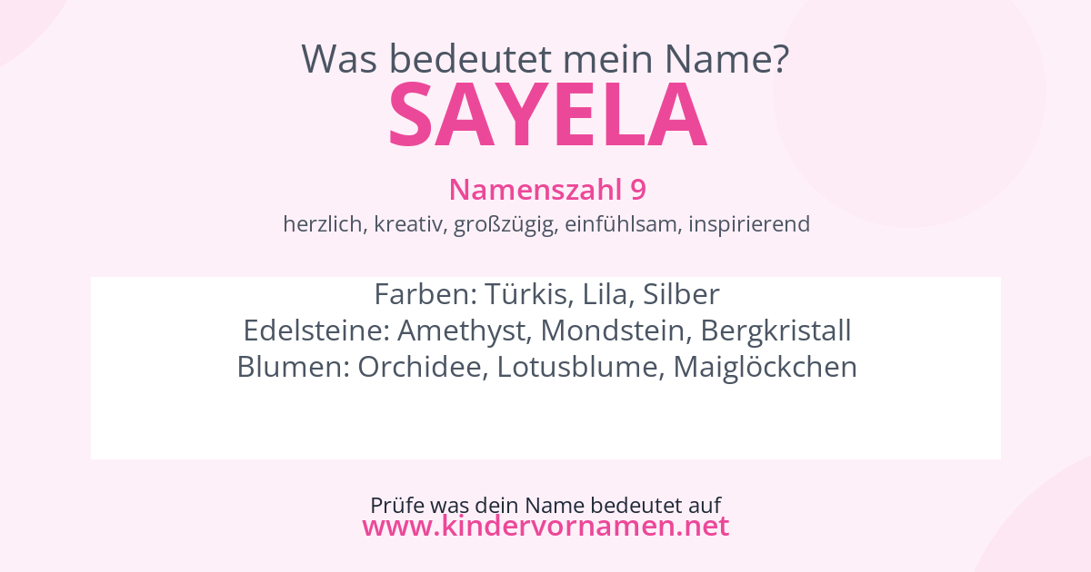 Was bedeutet der Name Sayela?
