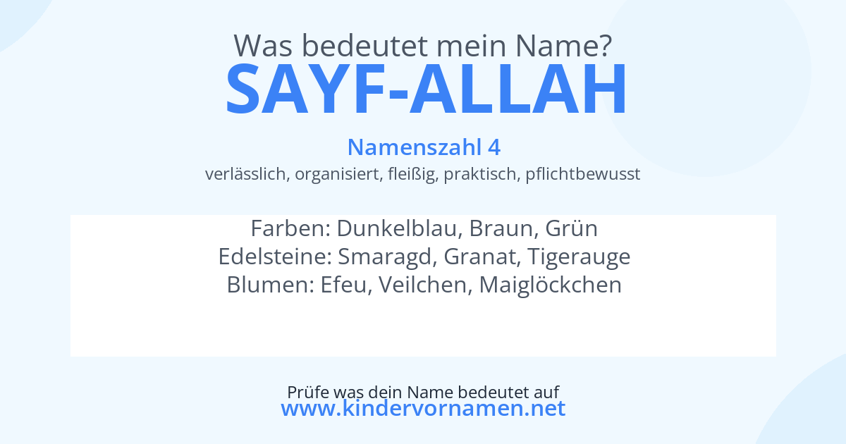 Was bedeutet der Name Sayf-Allah?