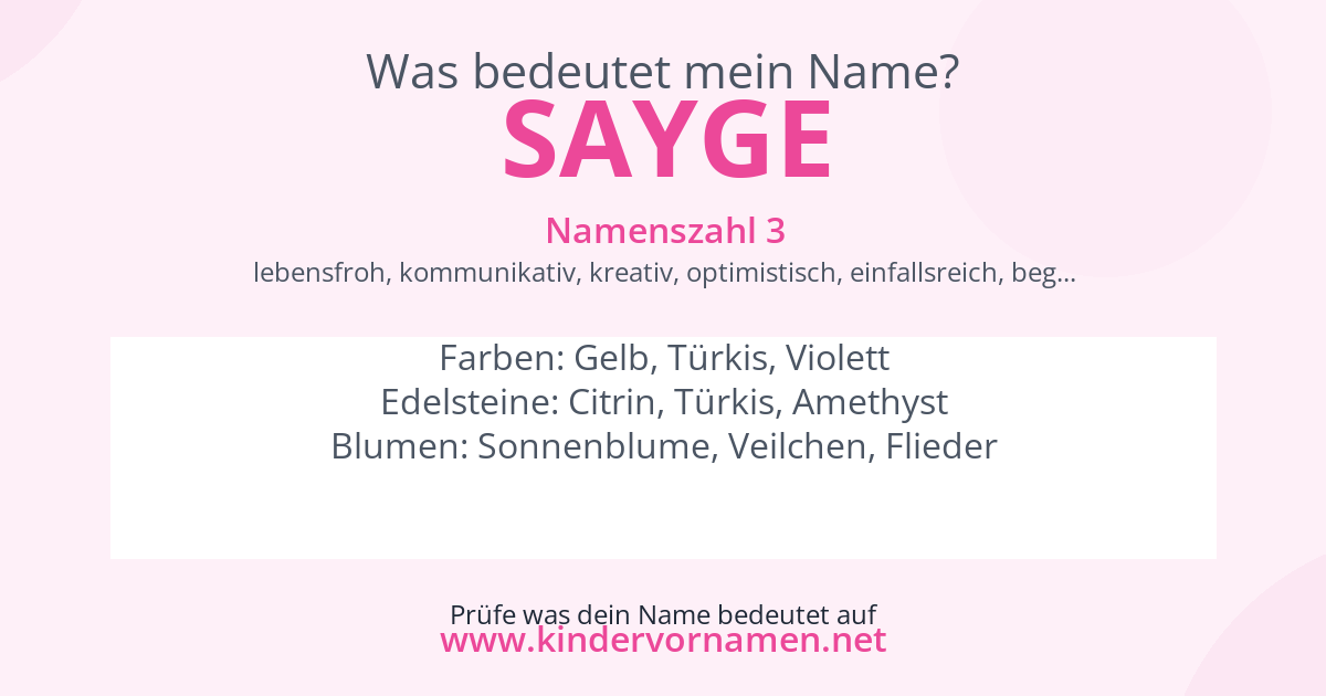 Was bedeutet der Name Sayge?