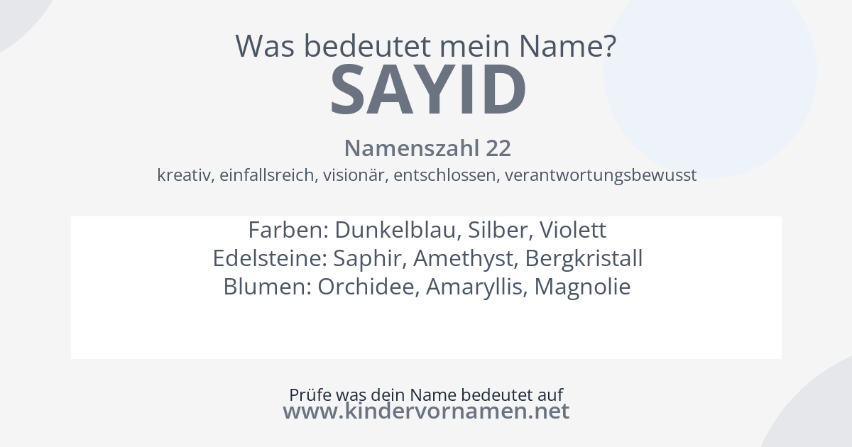 Was bedeutet der Name Sayid?