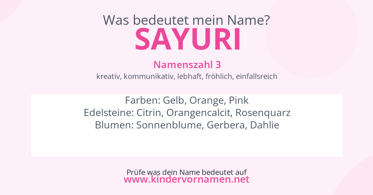 Was bedeutet der Name Sayuri?