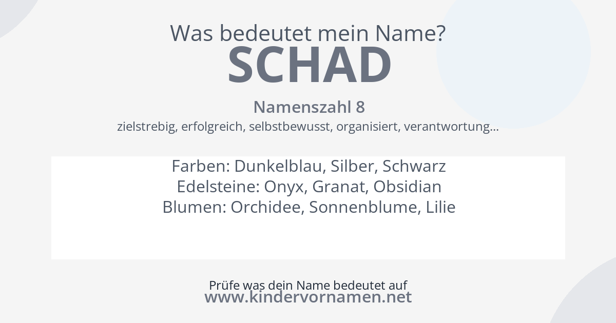 Was bedeutet der Name Schad?