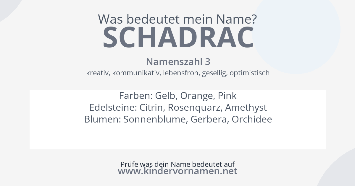 Was bedeutet der Name Schadrac?