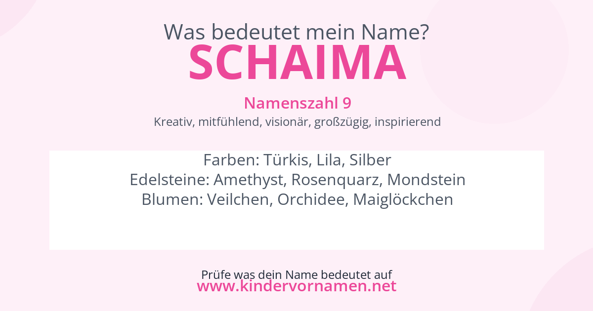 Was bedeutet der Name Schaima?