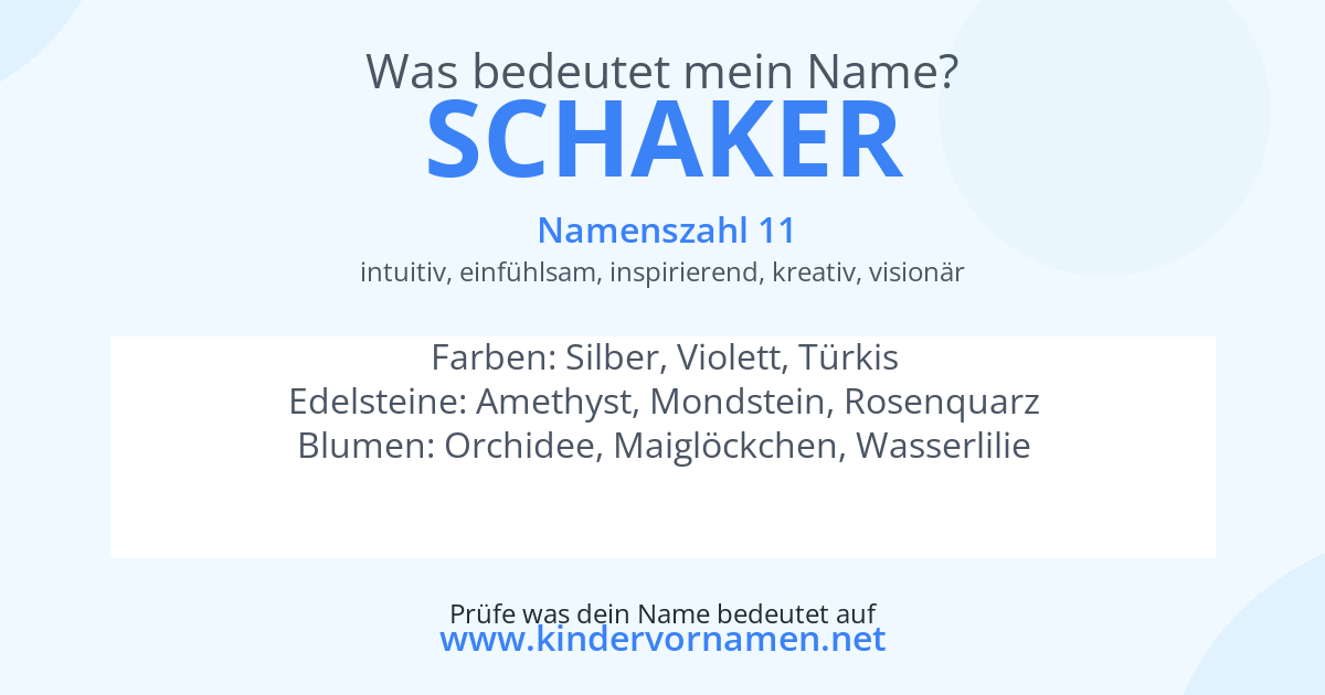 Was bedeutet der Name Schaker?