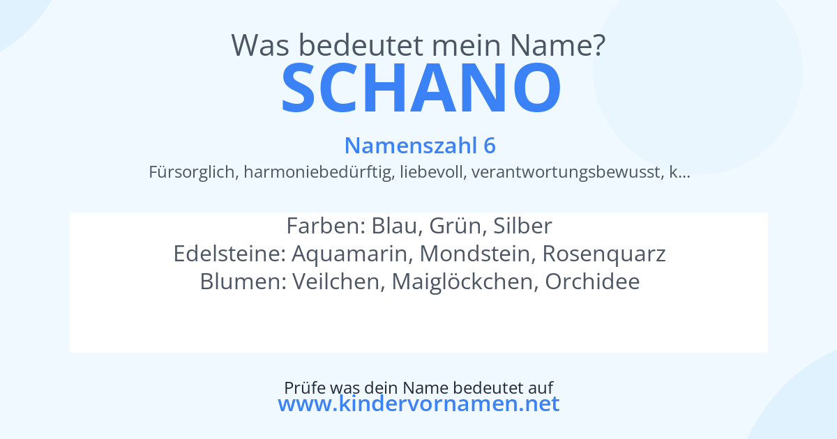Was bedeutet der Name Schano?