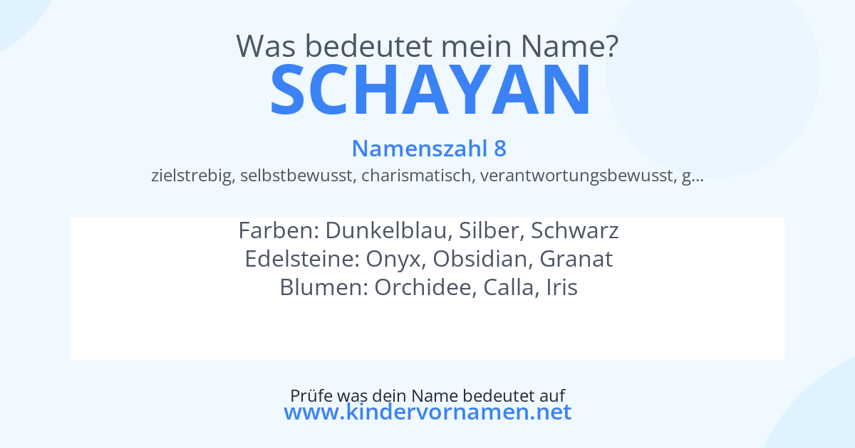 Was bedeutet der Name Schayan?