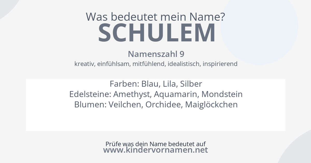 Was bedeutet der Name Schulem?
