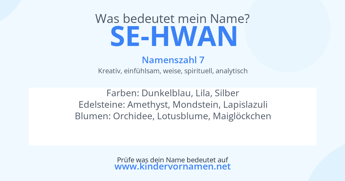 Was bedeutet der Name Se-Hwan?