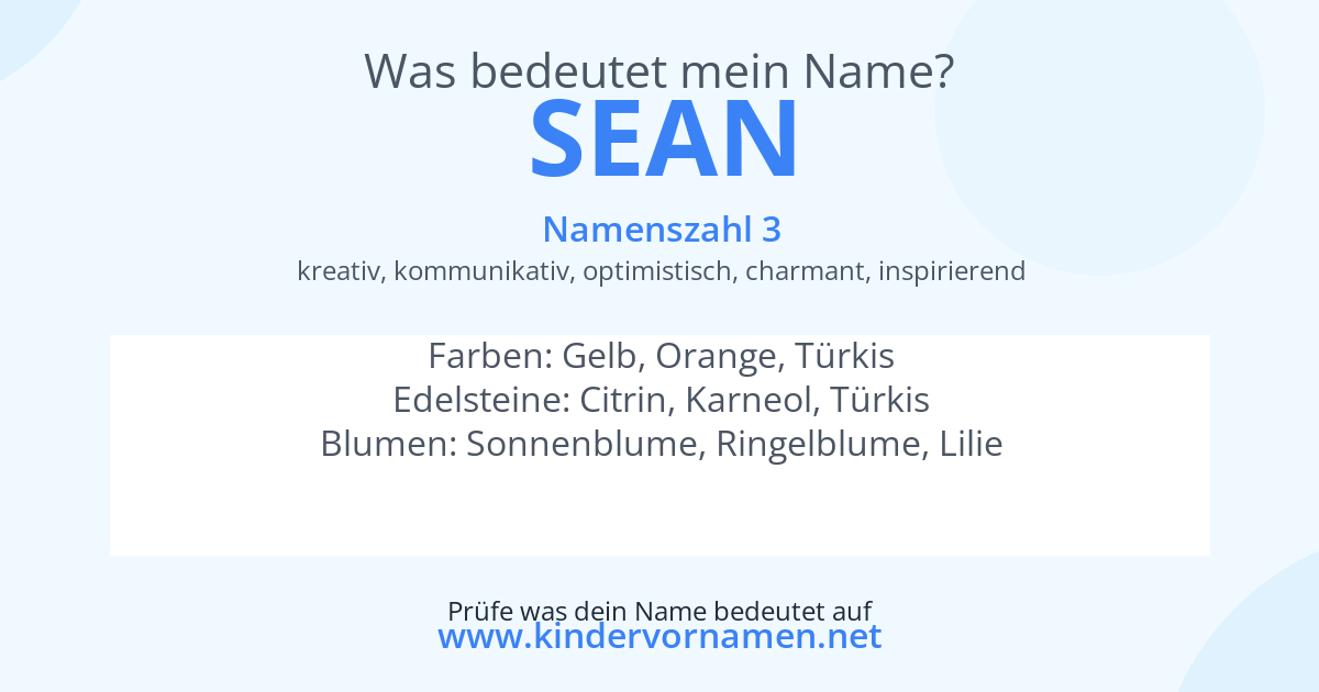 Was bedeutet der Name Sean?