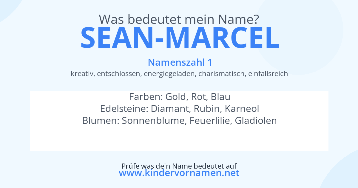 Was bedeutet der Name Sean-Marcel?