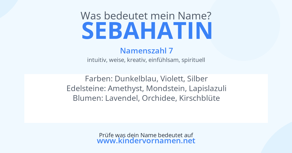 Was bedeutet der Name Sebahatin?