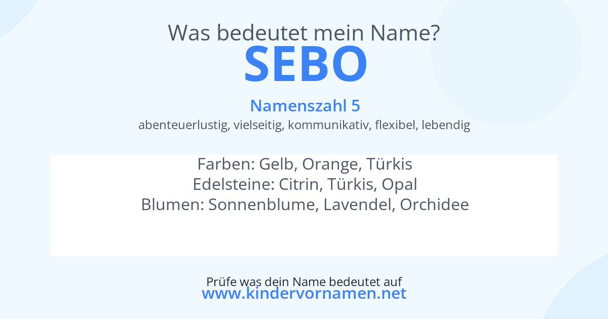 Was bedeutet der Name Sebo?
