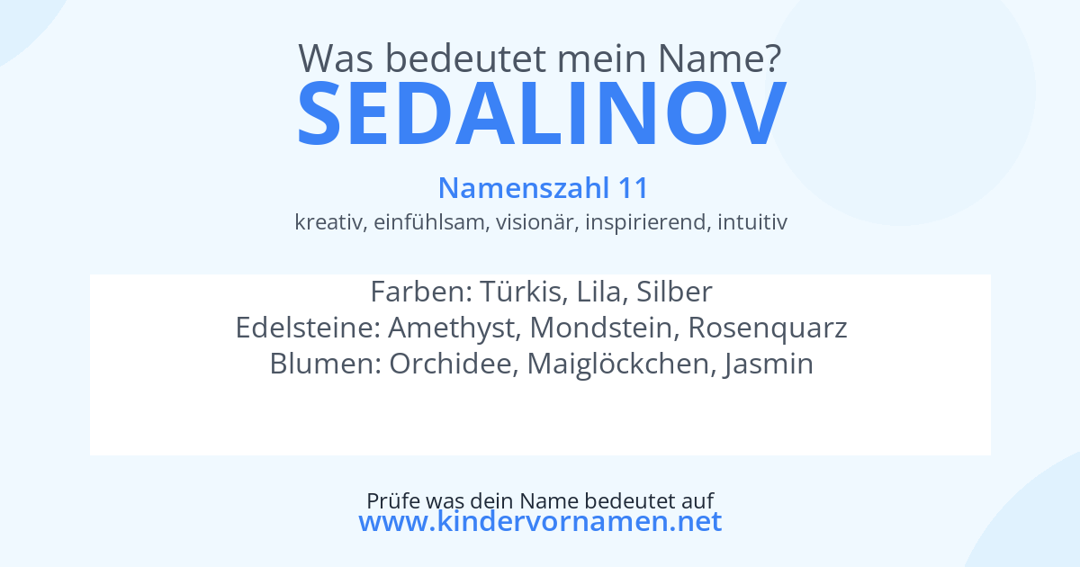 Was bedeutet der Name Sedalinov?