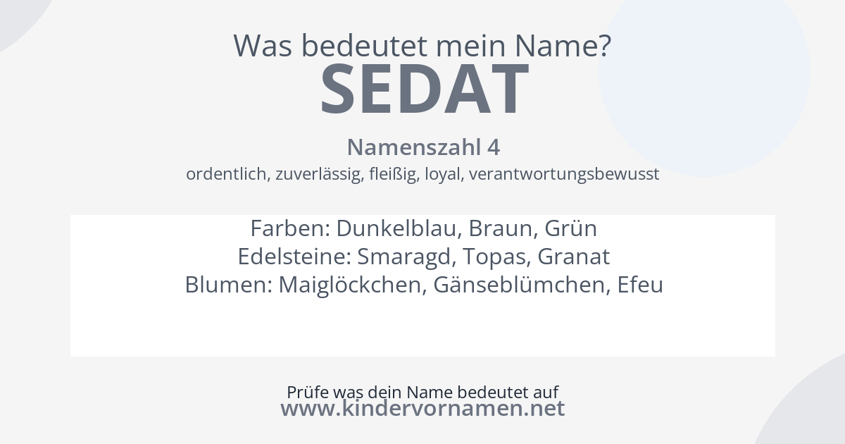 Was bedeutet der Name Sedat?