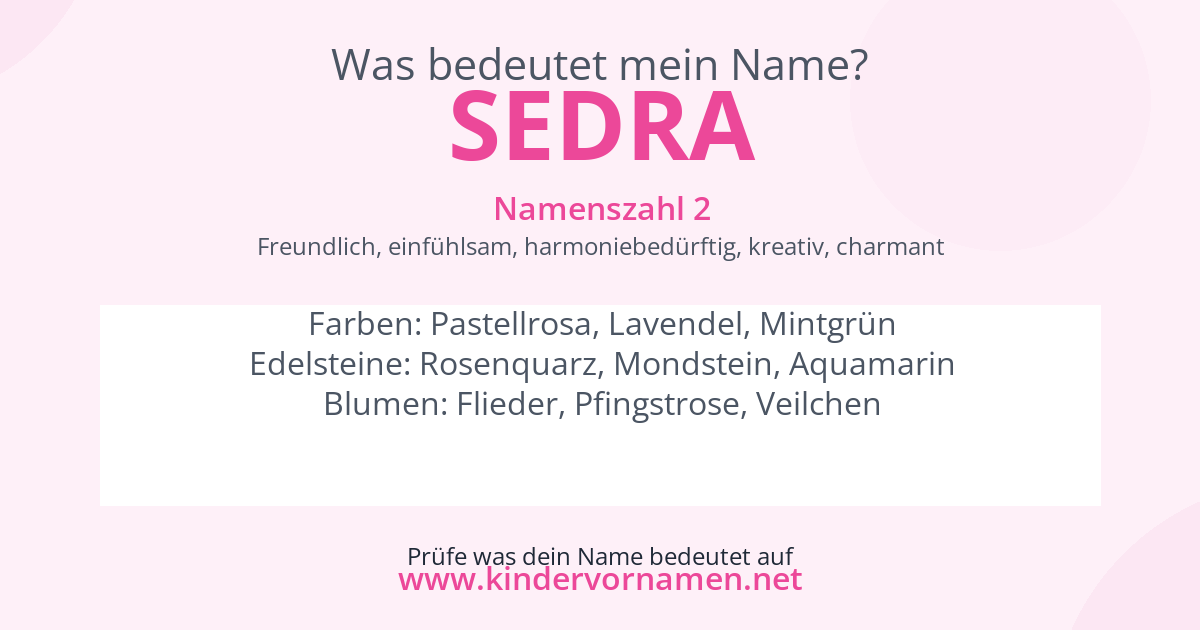 Was bedeutet der Name Sedra?
