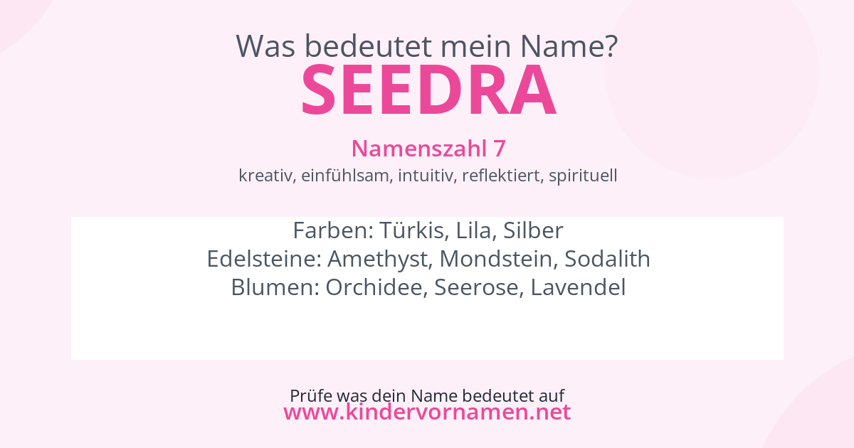 Was bedeutet der Name Seedra?