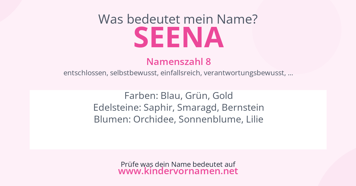Was bedeutet der Name Seena?