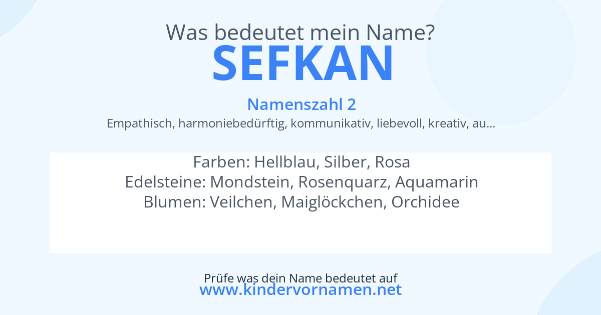 Was bedeutet der Name Sefkan?