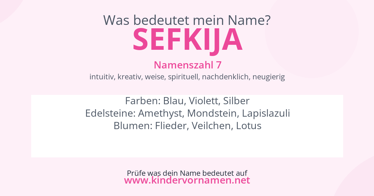 Was bedeutet der Name Sefkija?