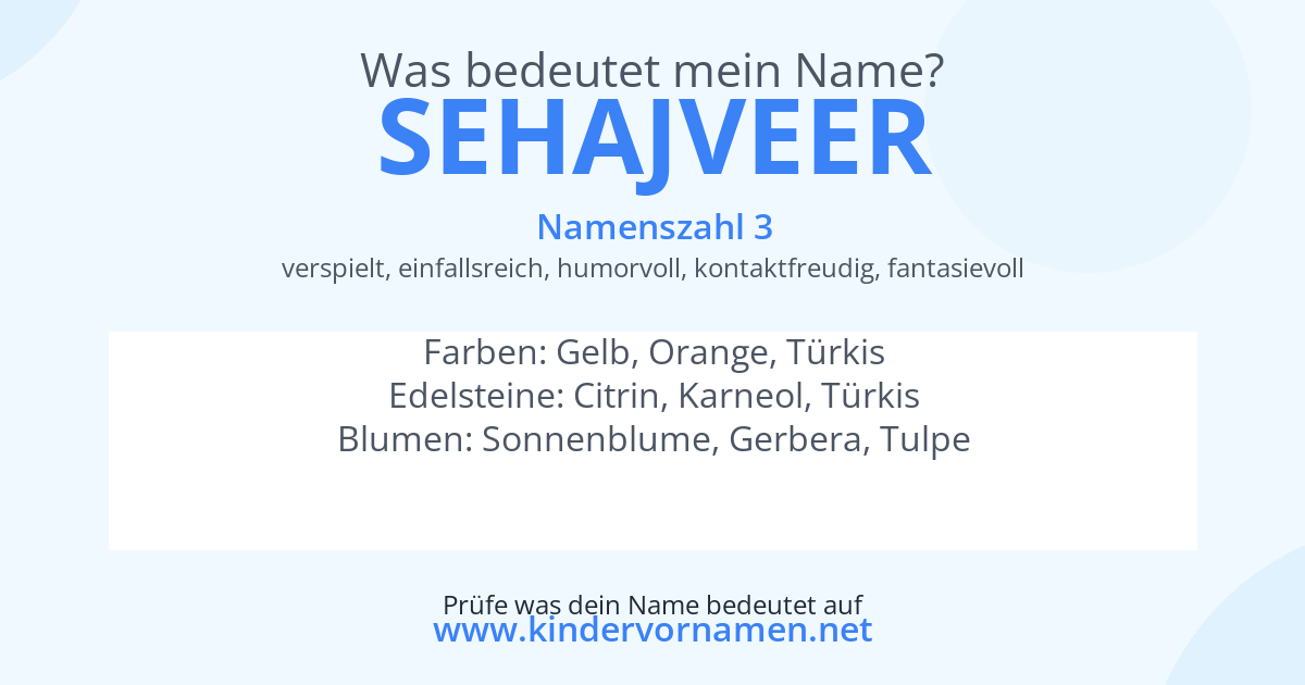 Was bedeutet der Name Sehajveer?
