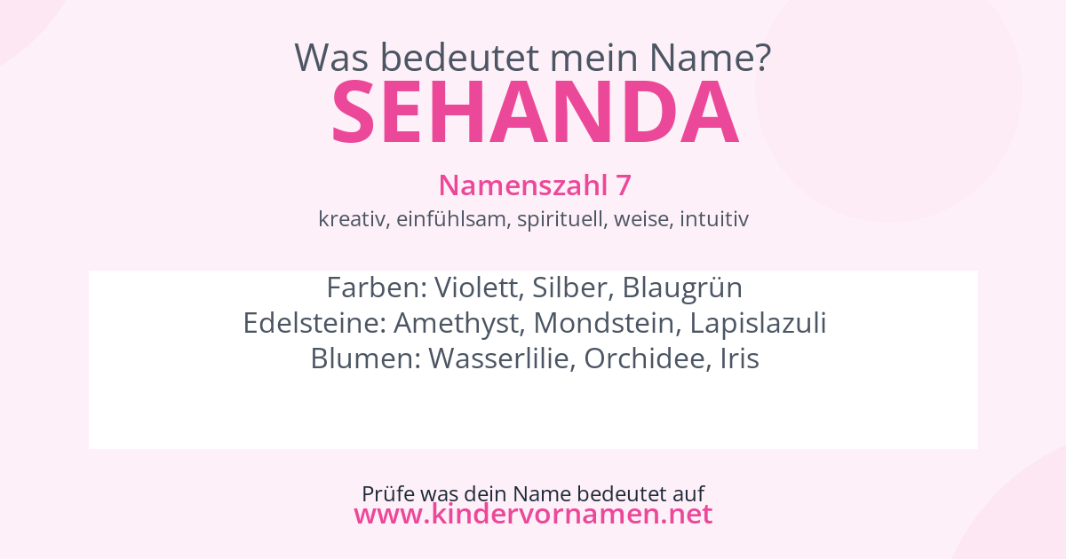 Was bedeutet der Name Sehanda?