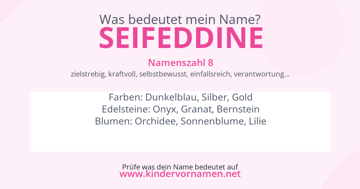 Was bedeutet der Name Seifeddine?