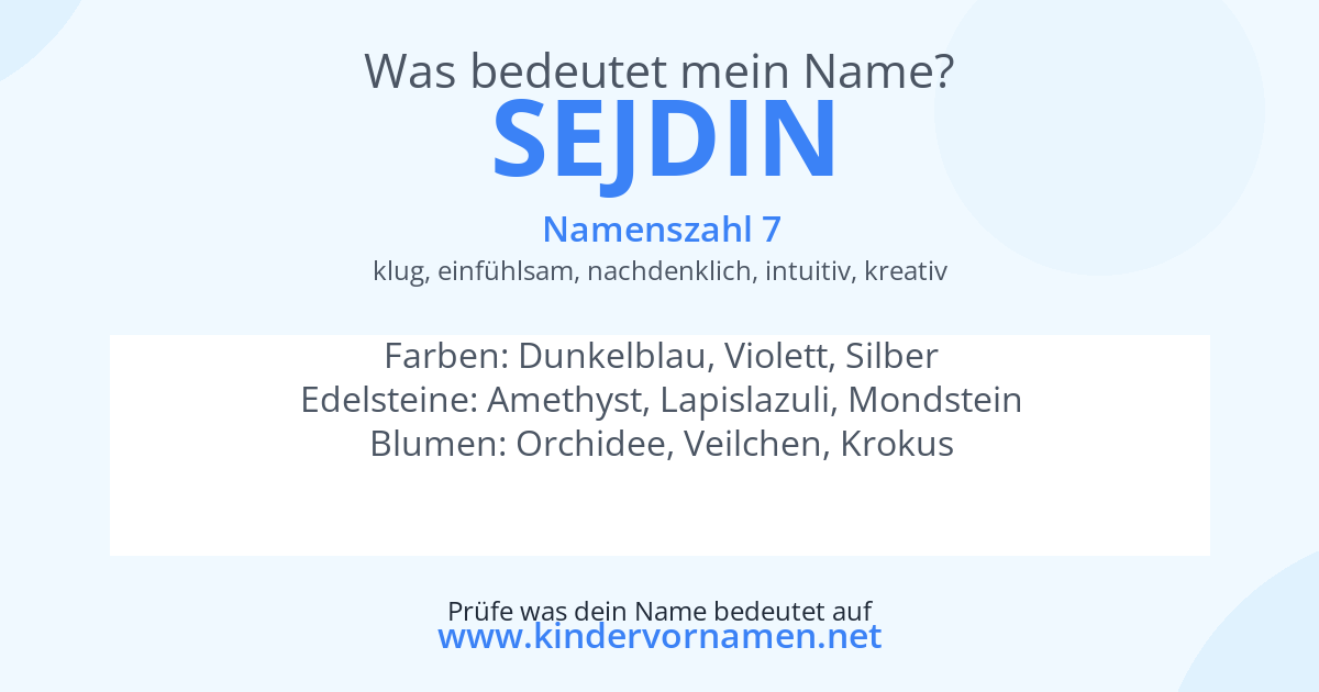 Was bedeutet der Name Sejdin?