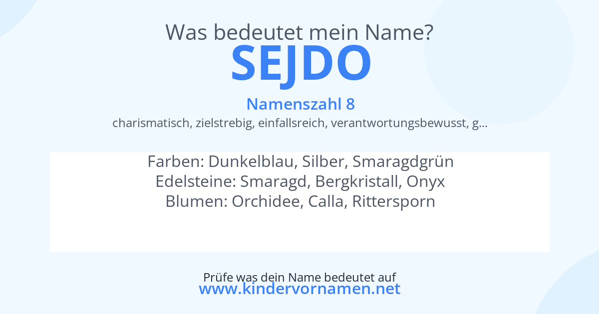 Was bedeutet der Name Sejdo?